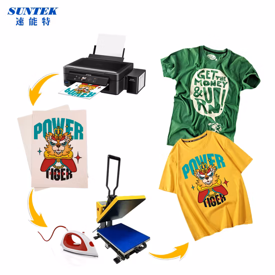 A4 Transfer Paper Light Dark Color Printing on Heat Press for Textiles Ceramic Matal Plastic A4 Paper Pattern Print 203GSM 20 Sheets/Bag